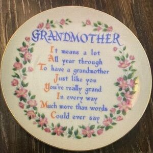 Vintage Porcelain Wall Decor GRANDMOTHER Plate Round 7.25